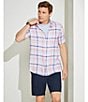 Color:Light Pink - Image 5 - Blue Label French Linen Collection Plaid Short Sleeve Woven Shirt