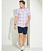 Color:Light Pink - Image 6 - Blue Label French Linen Collection Plaid Short Sleeve Woven Shirt