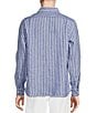 Color:Peacoat Blue - Image 2 - Blue Label French Linen Collection Striped Long Sleeve Woven Shirt