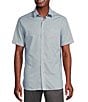 Color:Blue - Image 1 - Blue Label Geo Print Cotton-Slub Short Sleeve Woven Shirt