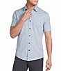 Cremieux Blue Label Geometric Square Print Short Sleeve Coat Front Shirt - Image 1