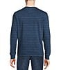 Color:Ensign Blue - Image 2 - Blue Label Kyoto Collection Indigo Jacquard Striped Long Sleeve Henley Shirt