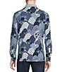 Color:Faded Blue - Image 2 - Blue Label Kyoto Collection Multi-Print Long Sleeve Slub Jersey Polo Shirt