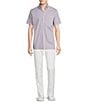 Cremieux Blue Label Micro Geo Print Poplin Short Sleeve Woven Shirt, Color:Lavender - Image 3
