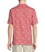 Color:Vintage Berry - Image 2 - Blue Label Palm Tree Printed Rayon Short Sleeve Woven Camp Shirt