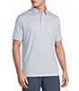 Cremieux Blue Label Performance Short Sleeve Hidden Button Down Interlaying Diamond Geometric Knit Shirt - Image 1