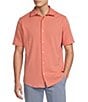 Cremieux Blue Label Performance Solid Seersucker Short Sleeve Coat Front Shirt - Image 1