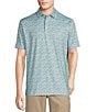 Color:Lucent White - Image 1 - Blue Label Performance Stretch Fish Print Short Sleeve Polo Shirt