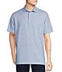 Color:Chambray - Image 1 - Blue Label Performance Stretch Golf Print Short Sleeve Polo Shirt