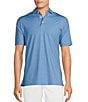 Color:Medium Blue - Image 1 - Blue Label Performance Stretch Micro-Print Short Sleeve Polo Shirt