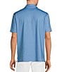 Color:Medium Blue - Image 2 - Blue Label Performance Stretch Micro-Print Short Sleeve Polo Shirt