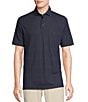 Color:Peacoat Blue - Image 1 - Blue Label Performance Stretch Textured Striped Short Sleeve Polo Shirt