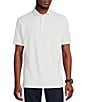 Color:Lucent White - Image 1 - Blue Label Performance Stretch Tennis Print Short Sleeve Polo Shirt