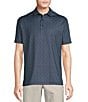 Color:Peacoat Blue - Image 1 - Blue Label Performance Stretch Tiny Fish Print Short Sleeve Polo Shirt