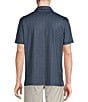 Color:Peacoat Blue - Image 2 - Blue Label Performance Stretch Tiny Fish Print Short Sleeve Polo Shirt