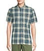 Color:Sage Green - Image 1 - Blue Label Plaid Chambray Short Sleeve Woven Shirt