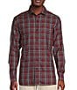 Color:Cabernet - Image 1 - Blue Label Plaid Rayon Twill Long-Sleeve Spread Collar Woven Shirt