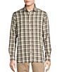 Color:Cream - Image 1 - Blue Label Plaid Rayon Twill Long-Sleeve Spread Collar Woven Shirt