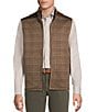 Cremieux Blue Label Quilted Sleeveless Patterned Full Zip Vest, Color:Brown Heather - Image 3