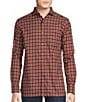 Color:Cabernet - Image 1 - Blue Label Slim Fit Checked Jaspe Twill Long-Sleeve Woven Shirt
