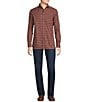 Color:Cabernet - Image 3 - Blue Label Slim Fit Checked Jaspe Twill Long-Sleeve Woven Shirt