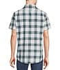 Color:Turquoise - Image 2 - Blue Label Slim Fit Small Plaid Lyocell Cotton Short Sleeve Woven Shirt