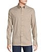 Color:Oatmeal Heather - Image 1 - Blue Label Slim Fit Solid Flex Twill Long Sleeve Woven Shirt
