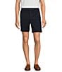 Color:Dark Navy - Image 1 - Blue Label Soho Slim Fit Flat Front Comfort Stretch 7#double; Inseam Shorts