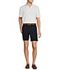 Color:Dark Navy - Image 3 - Blue Label Soho Slim Fit Flat Front Comfort Stretch 7#double; Inseam Shorts