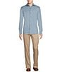 Color:Faded Denim - Image 3 - Blue Label Solid Long Sleeve Interlock Coatfront Shirt