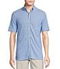 Color:Pool Blue - Image 1 - Blue Label Solid Pique Oxford Short Sleeve Woven Shirt