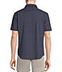 Color:Peacoat Blue - Image 2 - Blue Label Stretch Jersey Floral Printed Short Sleeve Coatfront Shirt