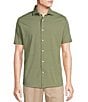 Color:Green Sage - Image 1 - Blue Label Stretch Jersey Printed Short Sleeve Coatfront Shirt