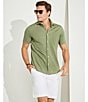 Color:Green Sage - Image 6 - Blue Label Stretch Jersey Printed Short Sleeve Coatfront Shirt