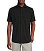 Color:Black - Image 1 - Blue Label Stretch Jersey Solid Short Sleeve Coatfront Shirt