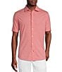 Cremieux Blue Label Stretch Jersey Solid Short Sleeve Coatfront Shirt, Color:Berry Heather - Image 1
