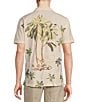 Color:Multicolor - Image 1 - Blue Label Tahiti Collection Embroidered Palm Tree Print Short Sleeve Woven Camp Shirt