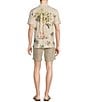 Color:Multicolor - Image 3 - Blue Label Tahiti Collection Embroidered Palm Tree Print Short Sleeve Woven Camp Shirt