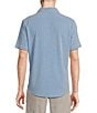 Color:Blue - Image 2 - Blue Label Textured Jacquard Short Sleeve Coatfront Shirt