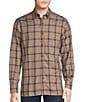 Color:Brown - Image 1 - Blue Label The Gamekeeper Collection Plaid Cotton Twill Long Sleeve Woven Shirt