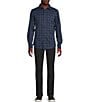 Cremieux Blue Label The South Fork Collection Long Sleeve Patterned Coat Front Knit Shirt, Color:Navy - Image 3