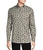 Color:Light Grey Heather - Image 1 - Blue Label Tribeca Collection Floral Vine Print Cotton-Twill Long Sleeve Woven Shirt