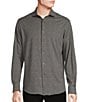 Color:Light Grey Heather - Image 1 - Blue Label Tribeca Collection Herringbone Long Sleeve Jersey Coatfront Shirt