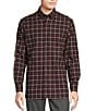 Color:Cabernet - Image 1 - Blue Label Tribeca Collection Textured Small Plaid Double-Faced Cotton Long Sleeve Woven Shirt