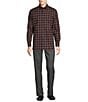 Color:Cabernet - Image 3 - Blue Label Tribeca Collection Textured Small Plaid Double-Faced Cotton Long Sleeve Woven Shirt