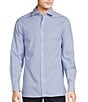 Color:Cerulean Blue - Image 1 - Blue Label Tribeca Collection Textured Striped Cotton Twill Long Sleeve Woven Shirt