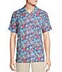 Color:Multicolor - Image 1 - Blue Label Tropical Palms Printed Cotton Lyocell Twill Short Sleeve Woven Camp Shirt