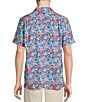 Color:Multicolor - Image 2 - Blue Label Tropical Palms Printed Cotton Lyocell Twill Short Sleeve Woven Camp Shirt