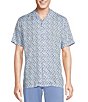 Color:Lucent White - Image 1 - Blue Label Watercolor Blues Rayon Short Sleeve Woven Camp Shirt