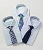 Color:Green - Image 2 - Classic Fit Non-Iron Point Collar Fine Line Stripe Twill Dress Shirt